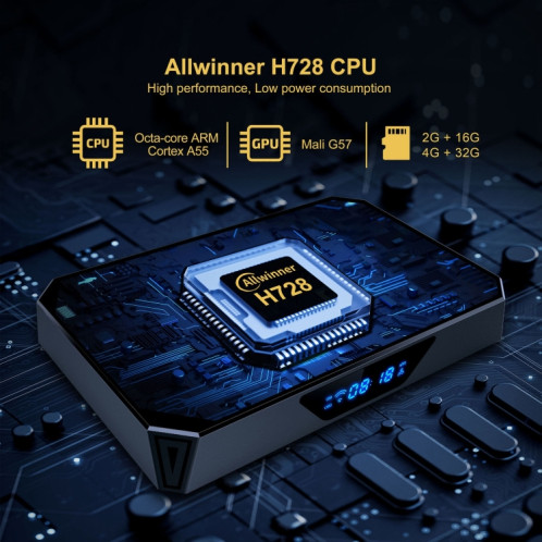Décodeur Internet X96Q Pro+ Cortex-A55 Android 14 Octa-core CPU 4K HD, RAM : 4 Go + 32 Go () SH802A816-011